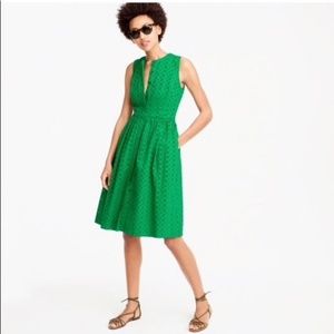 🌟J. Crew Eyelet Shirtdress in Kelly Green